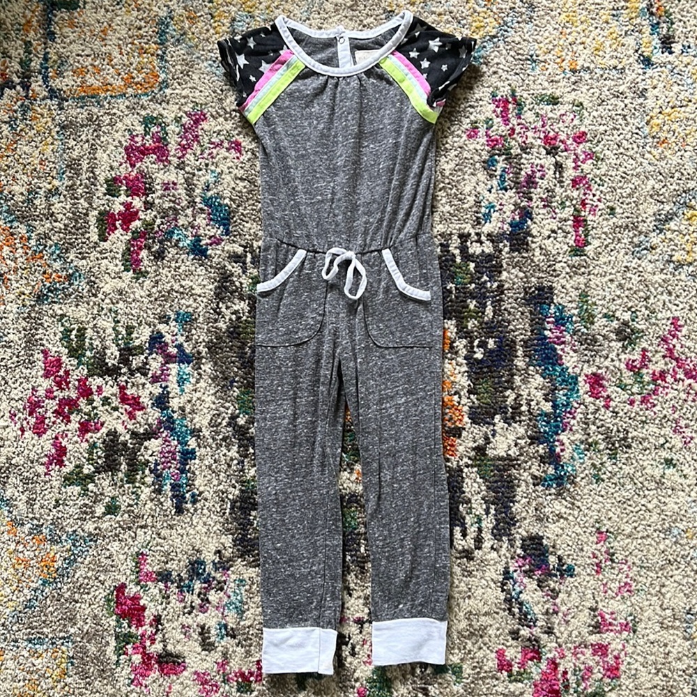 Miki Miette Nola Star One Piece Gray Jersey Bodysuit Romper Girls Sz 3T